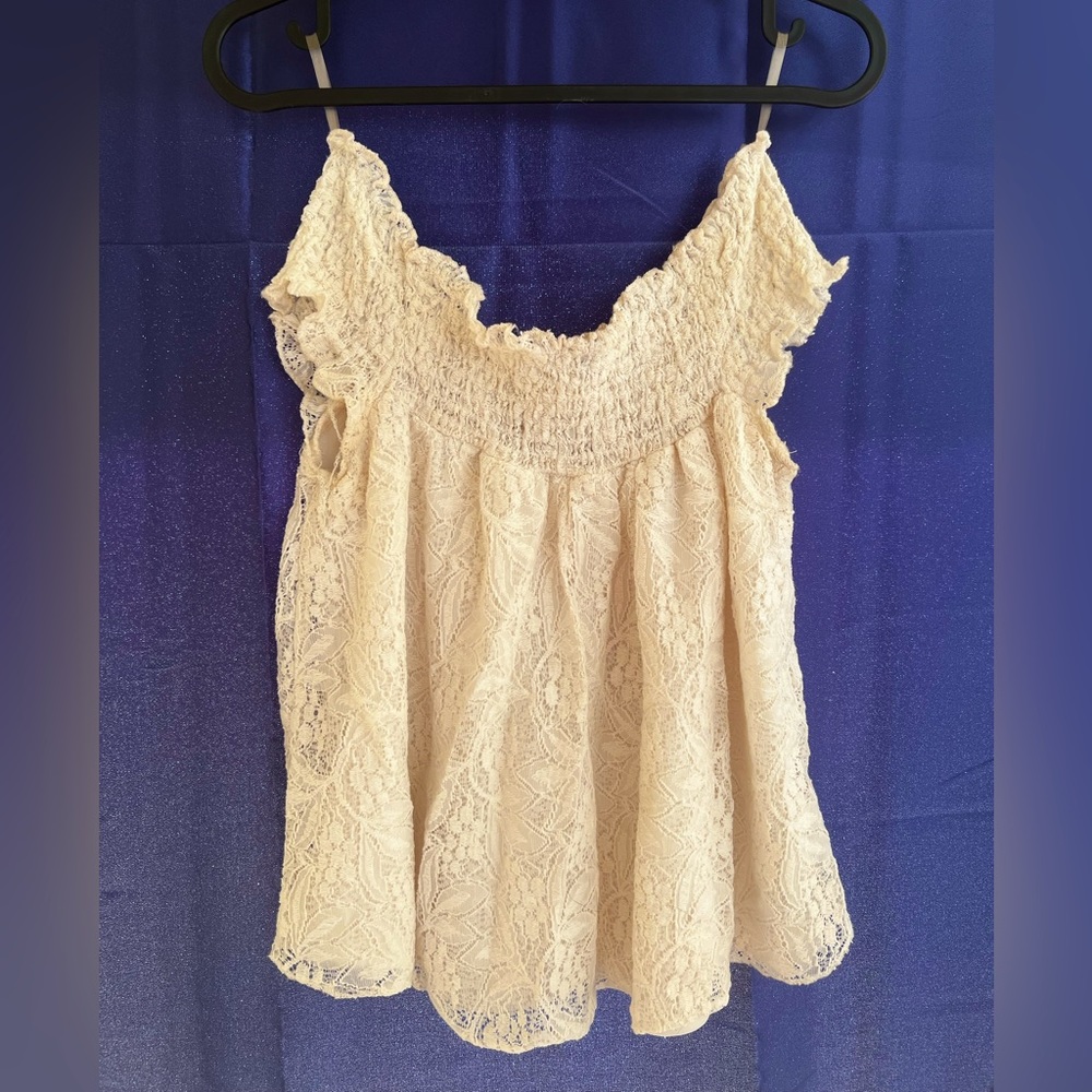 Off shoulder lace boho top